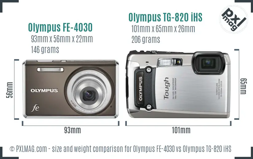 Olympus FE-4030 vs Olympus TG-820 iHS size comparison