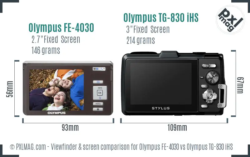 Olympus FE-4030 vs Olympus TG-830 iHS Screen and Viewfinder comparison