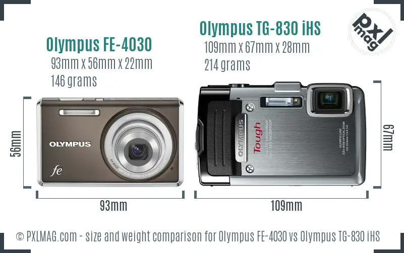 Olympus FE-4030 vs Olympus TG-830 iHS size comparison