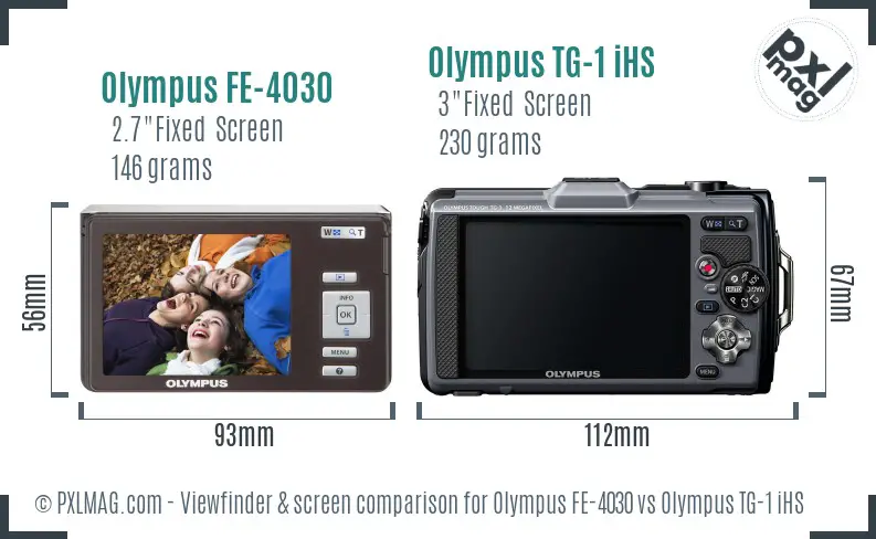 Olympus FE-4030 vs Olympus TG-1 iHS Screen and Viewfinder comparison