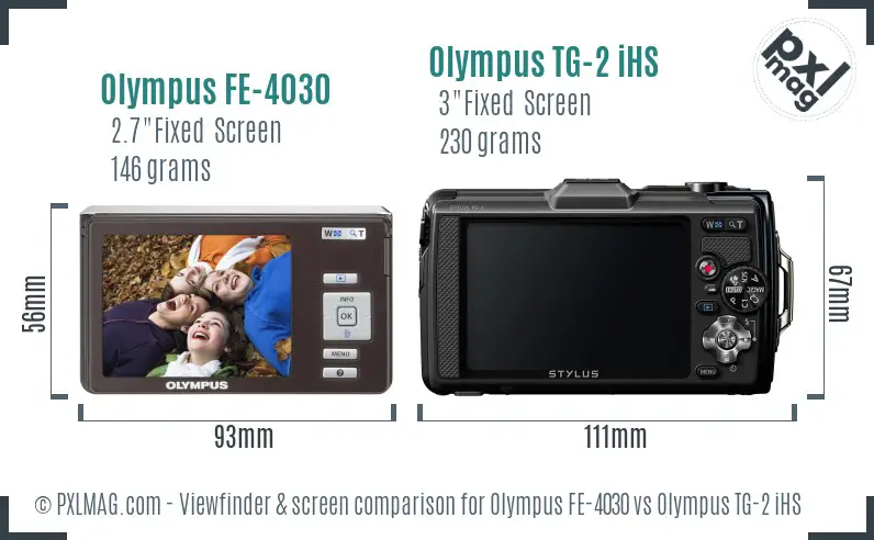 Olympus FE-4030 vs Olympus TG-2 iHS Screen and Viewfinder comparison