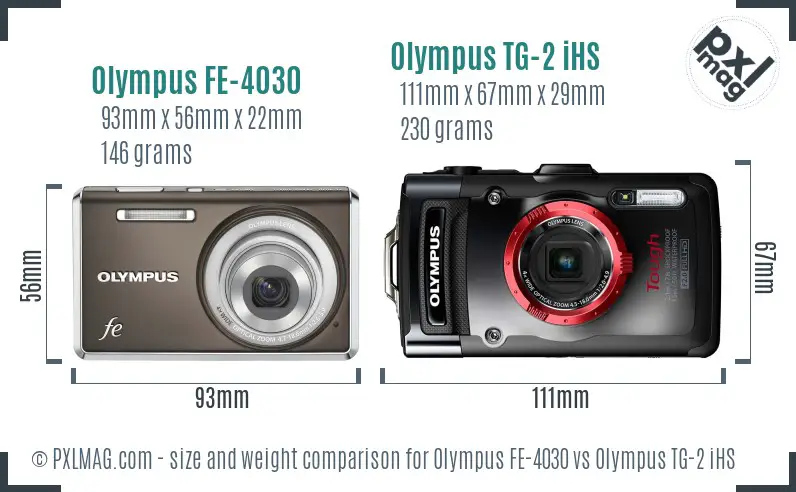 Olympus FE-4030 vs Olympus TG-2 iHS size comparison