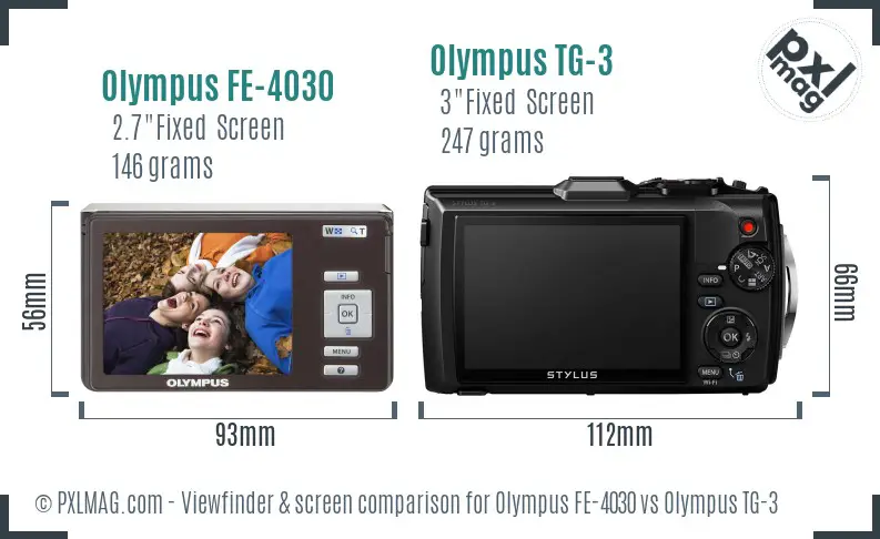Olympus FE-4030 vs Olympus TG-3 Screen and Viewfinder comparison