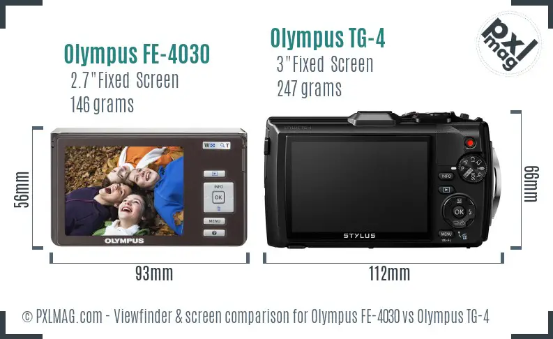 Olympus FE-4030 vs Olympus TG-4 Screen and Viewfinder comparison