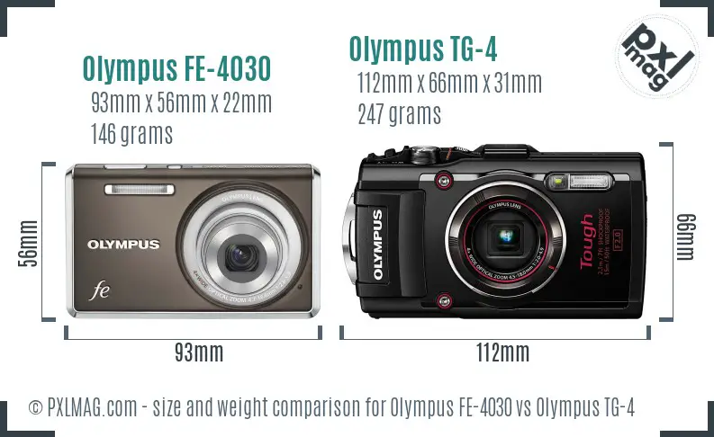 Olympus FE-4030 vs Olympus TG-4 size comparison