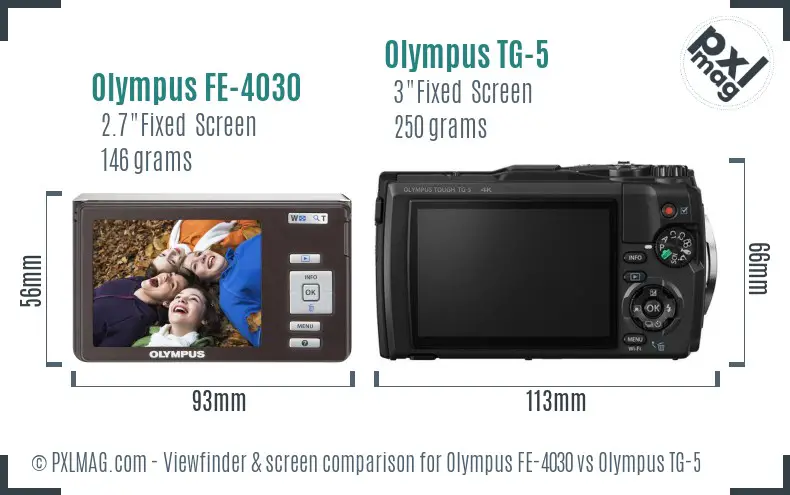 Olympus FE-4030 vs Olympus TG-5 Screen and Viewfinder comparison