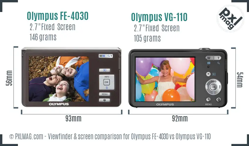 Olympus FE-4030 vs Olympus VG-110 Screen and Viewfinder comparison