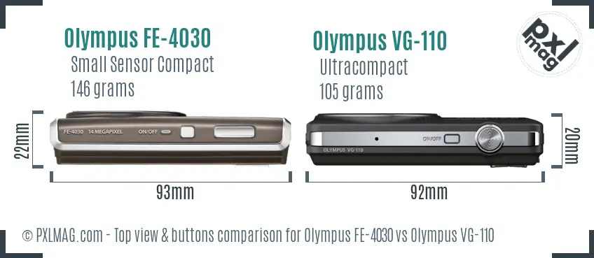 Olympus FE-4030 vs Olympus VG-110 top view buttons comparison