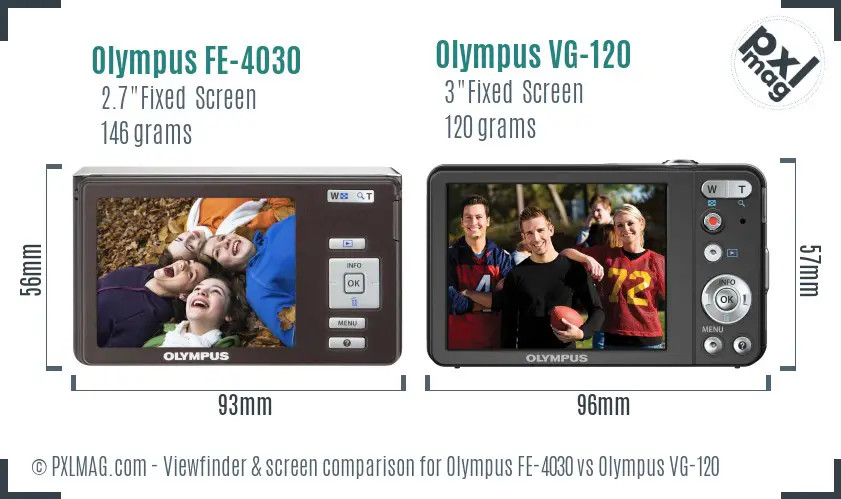 Olympus FE-4030 vs Olympus VG-120 Screen and Viewfinder comparison