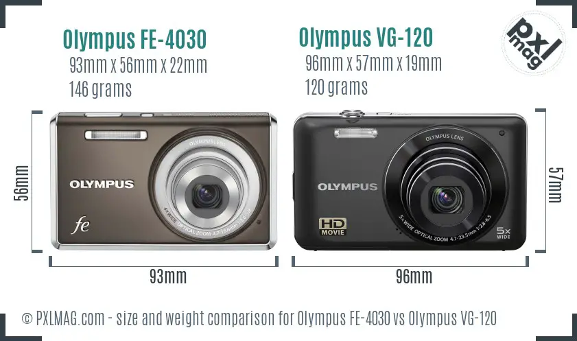 Olympus FE-4030 vs Olympus VG-120 size comparison