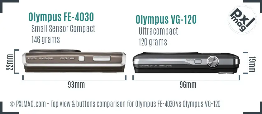 Olympus FE-4030 vs Olympus VG-120 top view buttons comparison
