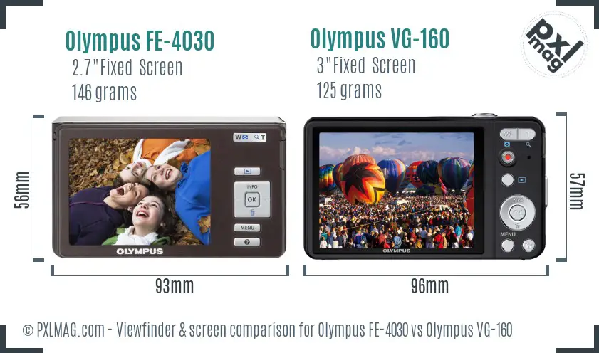 Olympus FE-4030 vs Olympus VG-160 Screen and Viewfinder comparison