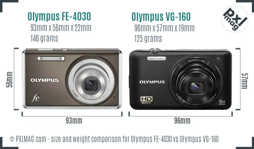 Olympus FE-4030 vs Olympus VG-160 size comparison