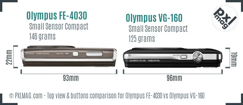 Olympus FE-4030 vs Olympus VG-160 top view buttons comparison