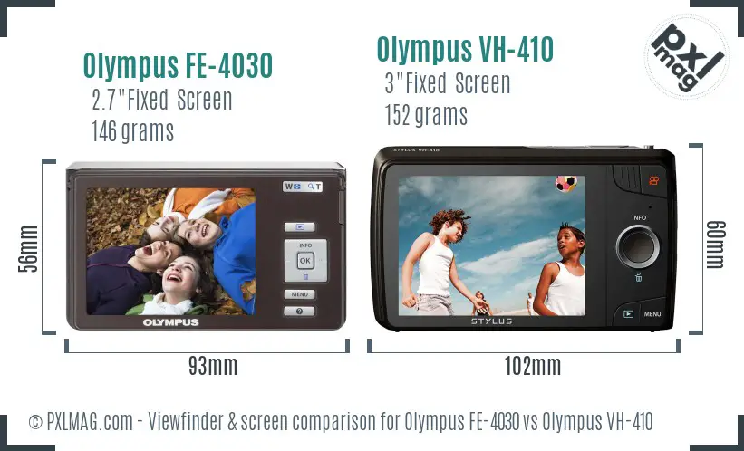 Olympus FE-4030 vs Olympus VH-410 Screen and Viewfinder comparison