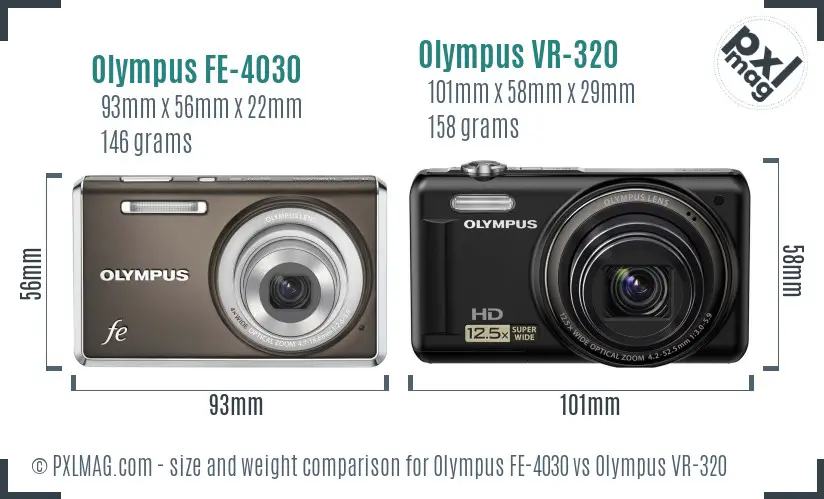 Olympus FE-4030 vs Olympus VR-320 size comparison