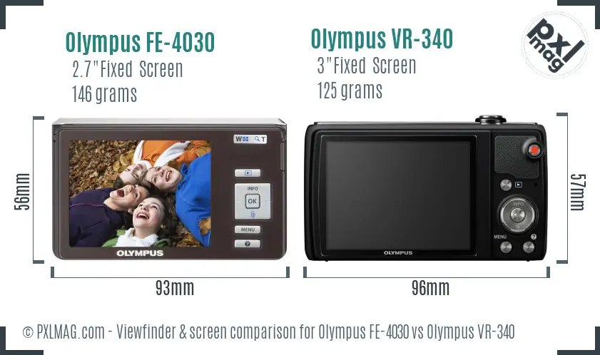 Olympus FE-4030 vs Olympus VR-340 Screen and Viewfinder comparison