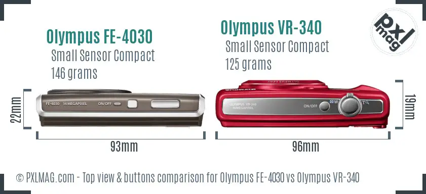 Olympus FE-4030 vs Olympus VR-340 top view buttons comparison
