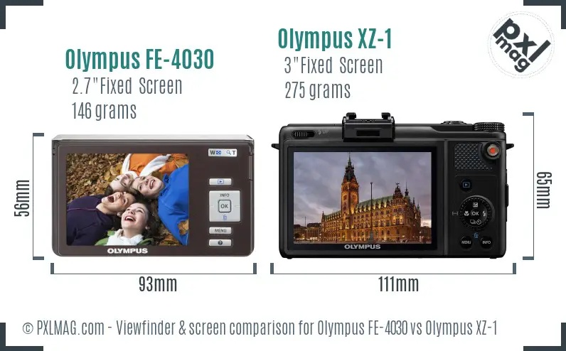 Olympus FE-4030 vs Olympus XZ-1 Screen and Viewfinder comparison