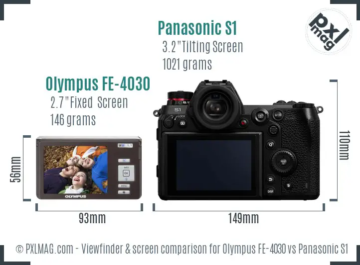 Olympus FE-4030 vs Panasonic S1 Screen and Viewfinder comparison