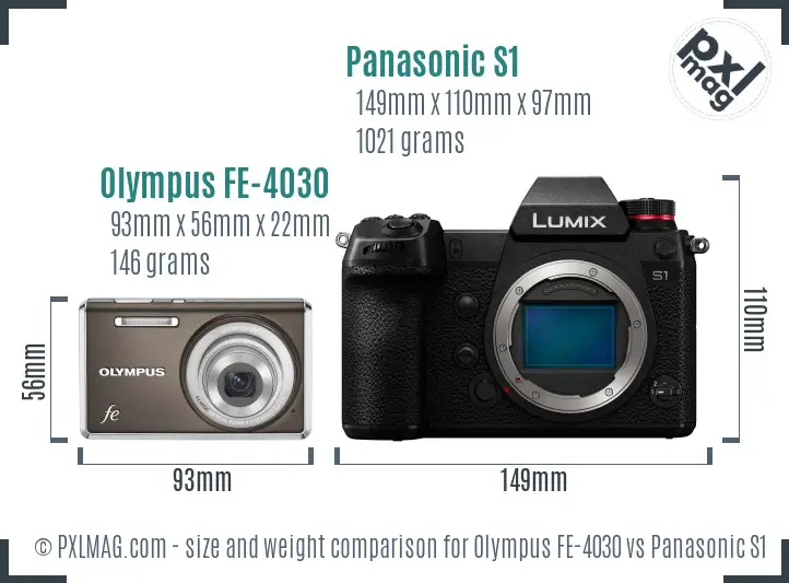 Olympus FE-4030 vs Panasonic S1 size comparison