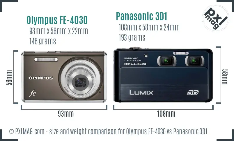 Olympus FE-4030 vs Panasonic 3D1 size comparison