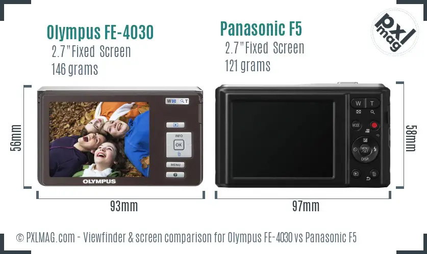 Olympus FE-4030 vs Panasonic F5 Screen and Viewfinder comparison