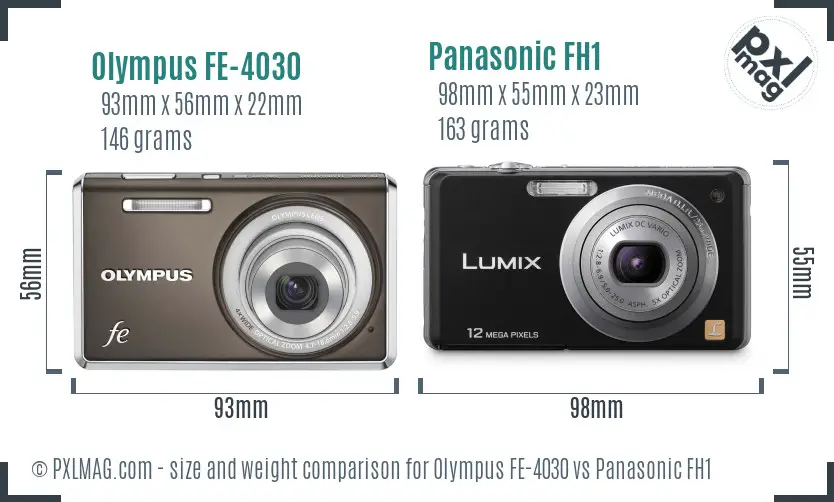 Olympus FE-4030 vs Panasonic FH1 size comparison