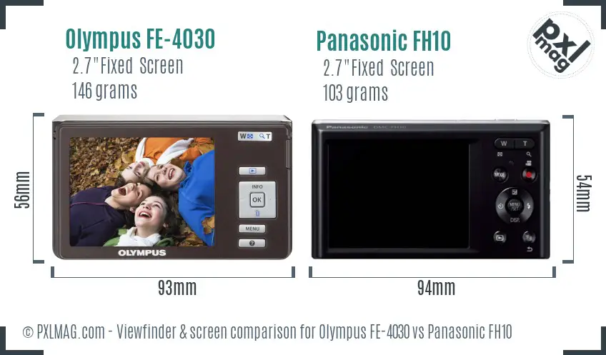 Olympus FE-4030 vs Panasonic FH10 Screen and Viewfinder comparison