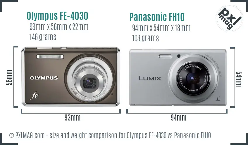 Olympus FE-4030 vs Panasonic FH10 size comparison