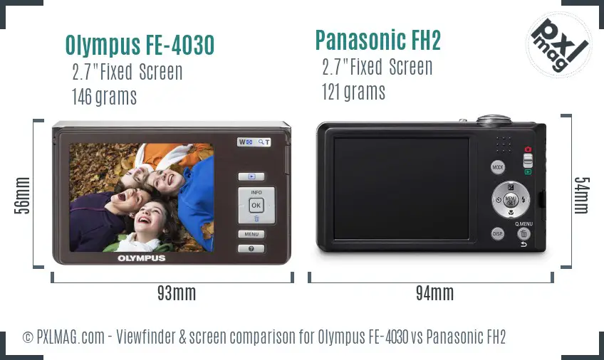 Olympus FE-4030 vs Panasonic FH2 Screen and Viewfinder comparison