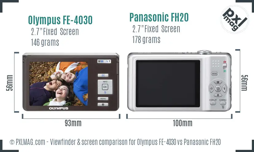 Olympus FE-4030 vs Panasonic FH20 Screen and Viewfinder comparison