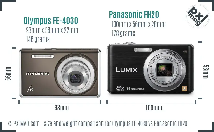 Olympus FE-4030 vs Panasonic FH20 size comparison