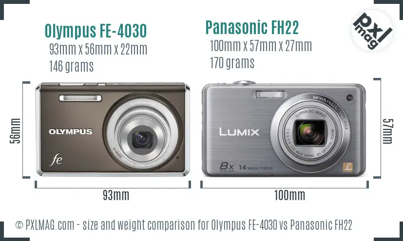 Olympus FE-4030 vs Panasonic FH22 size comparison