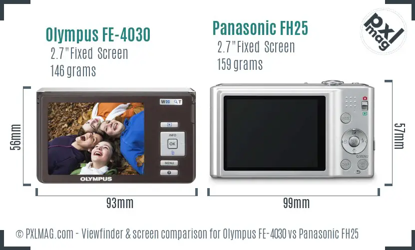 Olympus FE-4030 vs Panasonic FH25 Screen and Viewfinder comparison