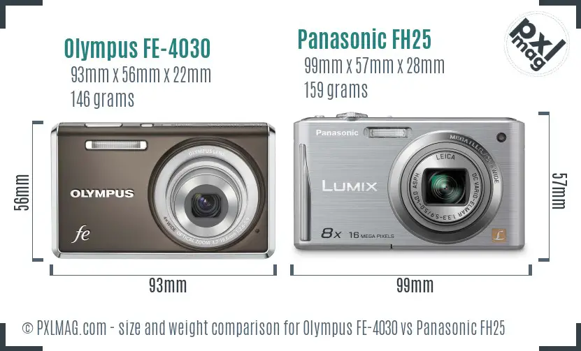 Olympus FE-4030 vs Panasonic FH25 size comparison