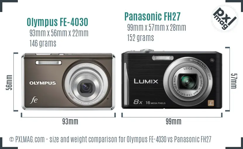 Olympus FE-4030 vs Panasonic FH27 size comparison