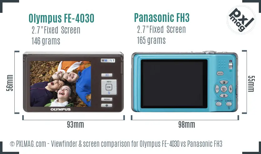 Olympus FE-4030 vs Panasonic FH3 Screen and Viewfinder comparison