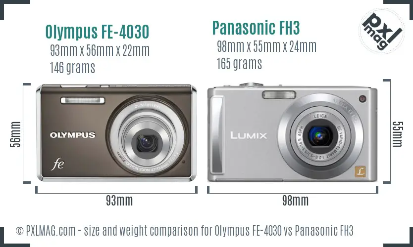 Olympus FE-4030 vs Panasonic FH3 size comparison