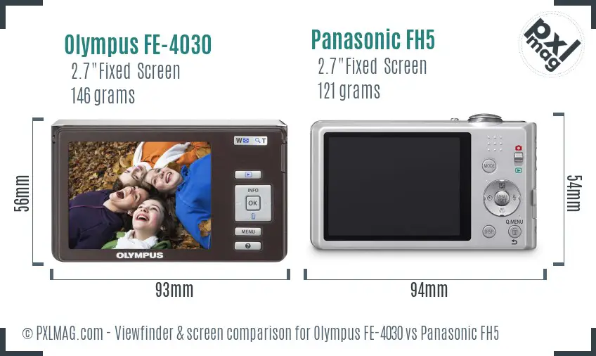 Olympus FE-4030 vs Panasonic FH5 Screen and Viewfinder comparison