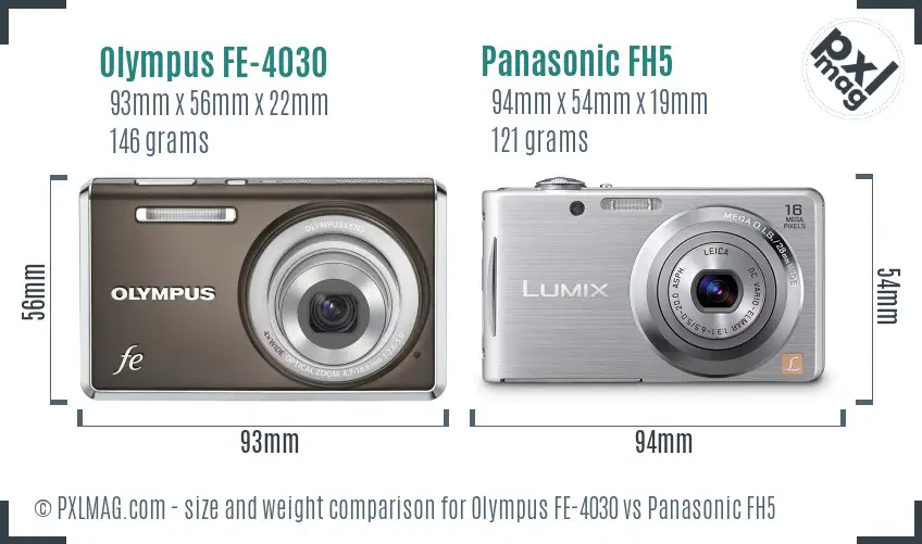 Olympus FE-4030 vs Panasonic FH5 size comparison