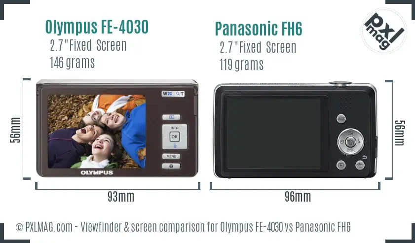 Olympus FE-4030 vs Panasonic FH6 Screen and Viewfinder comparison