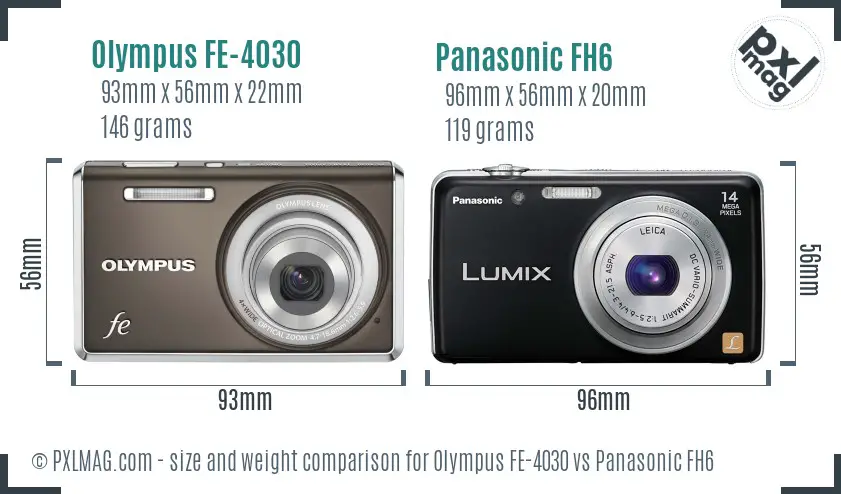 Olympus FE-4030 vs Panasonic FH6 size comparison