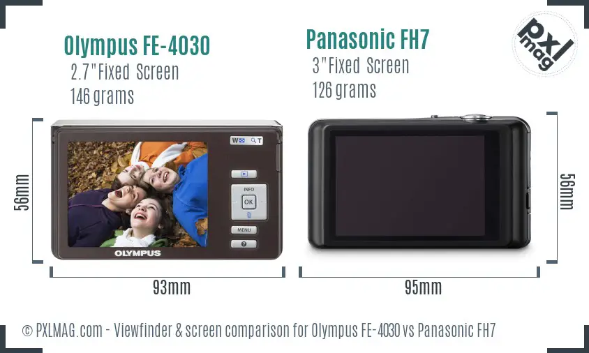 Olympus FE-4030 vs Panasonic FH7 Screen and Viewfinder comparison