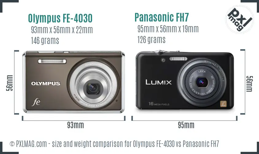Olympus FE-4030 vs Panasonic FH7 size comparison
