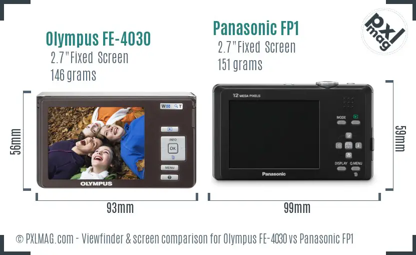 Olympus FE-4030 vs Panasonic FP1 Screen and Viewfinder comparison