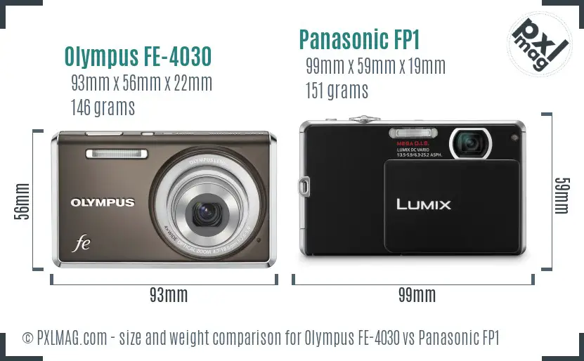 Olympus FE-4030 vs Panasonic FP1 size comparison