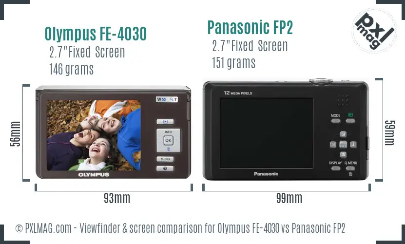 Olympus FE-4030 vs Panasonic FP2 Screen and Viewfinder comparison