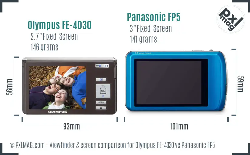 Olympus FE-4030 vs Panasonic FP5 Screen and Viewfinder comparison