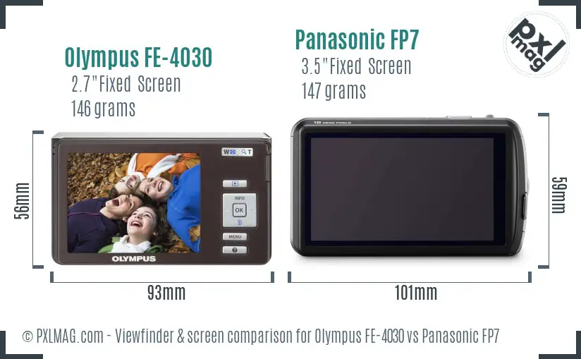 Olympus FE-4030 vs Panasonic FP7 Screen and Viewfinder comparison